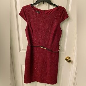 Alyx size 8 red silver shot thread belted dress